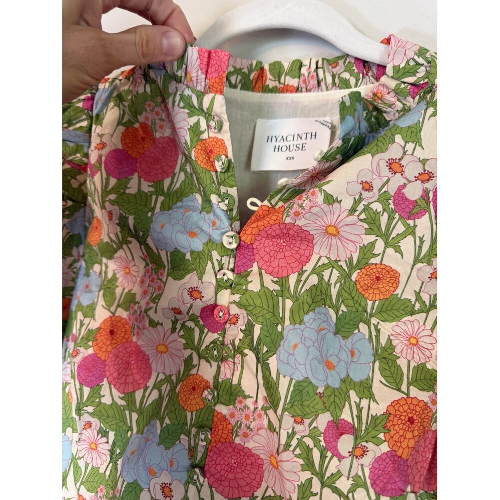 Hyacinth House Tuckernuck Louisa Midi Dress Green Begonia Floral Cotton XXS NWT - Picture 13 of 16